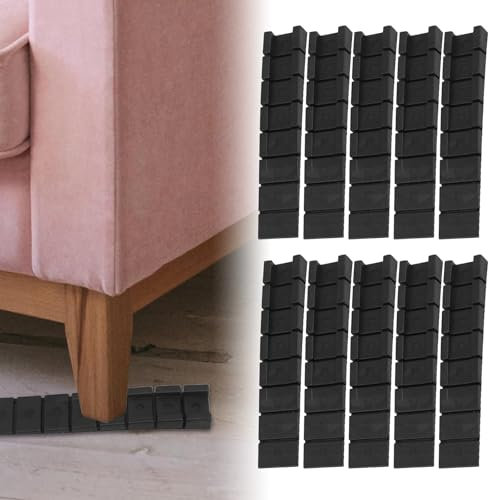 Cunei per Mobili Set, Cunei di Arresto, Cuneo Fermaporta Gomma, Cunei di Compensazione in Plastica, Altezza Regolabile Antiscivolo Antigraffio Ferma Porta da Pavimento, 10 Pezzi
