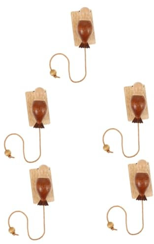 TOPBATHY 5pcs Wooden Woodpecker Doorbell Manual Door Knocker Decorative Home Ornament