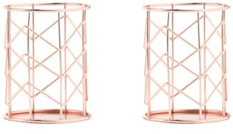 Stiftehalter, rund, Metall, Drahtgeflecht, Stiftehalter, Stiftehalter, Schreibtisch-Organizer, Roségold, 2er-Set