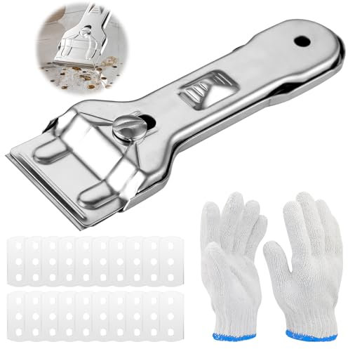 HENGBIRD Ceranfeldschaber mit 20 Ersatzklingen, Glasschaber Ceranfeld Kratzer, Glaskeramik Schaber Cerankochfeld Schaber Keine Kratzer, Herdschaber Ceranfeld Ceranfeld Schaber für Küche und Haushalt