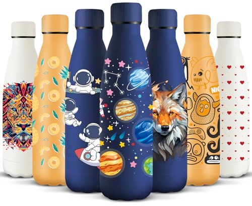 HoneyHolly Borraccia Termica, 500 ml Senza BPA, Bottiglia Termica, Isolamento a Doppia Parete, Borraccia, A Prova di Perdite, Acciaio Inossidabile 18/8, Borraccia Acciaio Inox per Sport, Scuola, Yoga
