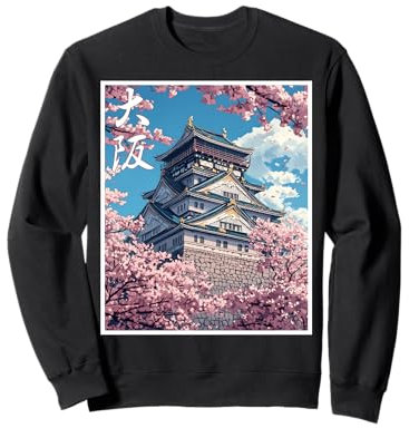 Japón Paisaje Osaka Castillo Cerezo Flor Naturaleza Amantes Del Arte Sudadera