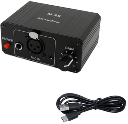 Qusedwey Amplificador de Micrófono de Condensador Dinámico M-20 Audio 48V Phantom Power Carga Negra para Tarjeta de Sonido en Altavoz C