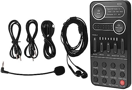 Kit de carte son Changeur de voix Mini ensemble de cartes son Effets multi-voix portables Carte son externe Bluetooth pour téléphone PC Configuration de studio de diffusion en direct pour l'enreg