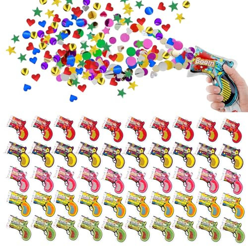 BDHYYM Pack of 50 Confetti Cannons, Confetti Gun Set, Confetti Cannon Wedding, Confetti Shooter Party Popper Confetti Bomb, for Carnival, Table Fireworks Birthday, Wedding, New Year's Eve, Parties