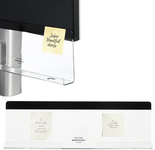PATIKIL Tablero De Notas Adhesivas Para Monitor, Transparente, Base Negra Con Autoadhesivo Soporte Para Post-Its Accesorio Para Notas Laterales Accesorios Para Computadora, 1 Pcs