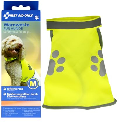 First Aid Only P-91914 00 Gilet de sécurité pour Chien avec réflecteur Jaune Taille M Peut être porté avec Fermeture Tour de Cou : 42-50 cm, Tour de Poitrine : 50-68 cm - 100% Polyester - Lavable à