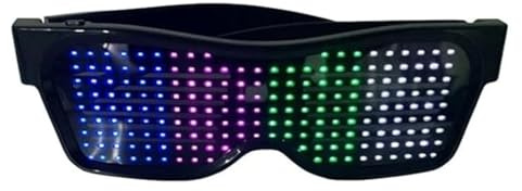 Bewinner LED-Leuchtbrille, APP-gesteuerte LED mit 4-Farben-Display mit Hoher Helligkeit, Intelligente Leuchtbrille für Text-Graffiti-Animationsmusikmodi, Hochzeit, Geburtstag, Party,