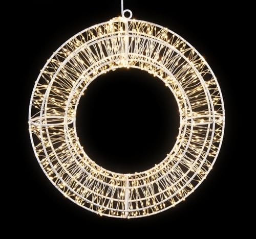Lunartec Fensterbeleuchtung: 3D-LED-Lichterkranz, Firework-Effekt, 960 LEDs, warmweiß, IP44, 38 cm (Dekokränze, Dekos Wohnzimmer)