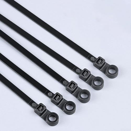 Confezione da 100 fascette stringicavo in nylon con foro per vite per il montaggio, fascette autobloccanti per l'organizzazione dei fili in casa e in ufficio (nero)