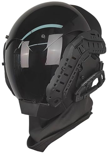 Grtheenumb Casque, masque avec rail de guidage masque futuriste PC punk décoratif avec visage cyber pour cosplay fête Halloween festival de musique