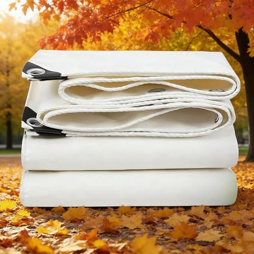 Telone Occhiellato Telo Multiuso 120 x 160 cm Antistrappo Impermeabile Telone di Copertura con Occhielli per Mobili da Giardino Barche Legno Piscina Camion, Bianco