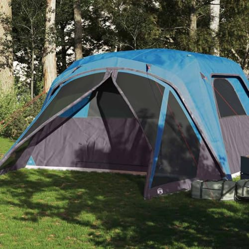 Familienzelt mit Vorzelt für 6 Personen, Blau, Wasserdichtes Campingzelt, 305x400x205 cm, Robustes Polyester mit PU-Beschichtung, Ideal für Outdoor-Abenteuer