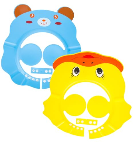 Gorro de Ducha Ajustable para Niños Visera, 2 Piezas Eva | Reutilizable E, Diseño Dibujos Animados, para Ñiño y Niño Pequeño, Baño Diario