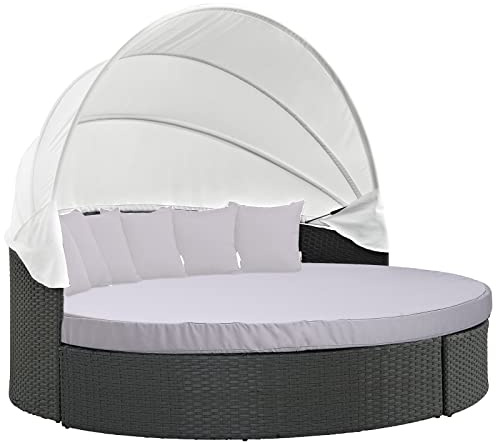 Generisch Ersatzauflage Sonneninsel Rund – wasserabweisender und wetterfester Kissenbezug für Sonneninsel 167 cm, abnehmbar und waschbar für Garten, Terrasse und Balkon (Grau)