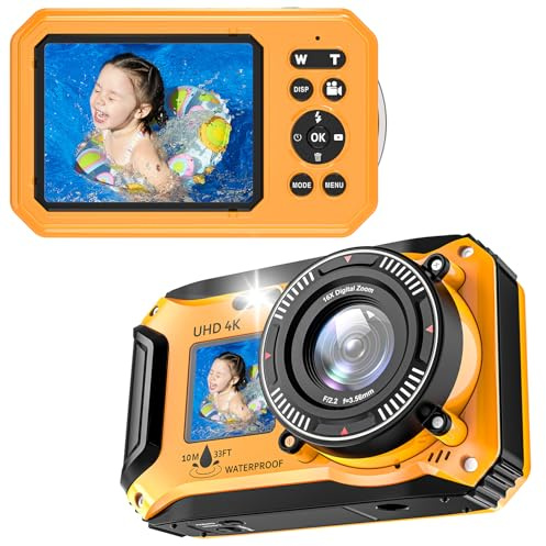Unterwasserkamera, ZANTEEY 4K Digitalkamera wasserdichte, wasserdichte Kamera 64MP 33FT wasserdicht staubgeschützt schwimmfähig mit Autofokus Digitalkamera 1500-mAh-Akku