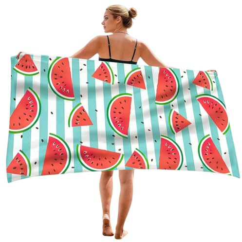 YskerrigToy Wassermelone Mikrofaser Badetuch, Personalisiertes Handtuch, Weich Strand Handtücher Schnelltrocknend Dusch Tücher Fitnesshandtuch Mikrofaser Tuch für Strand Schwimmen Surfen, Bad, Pool