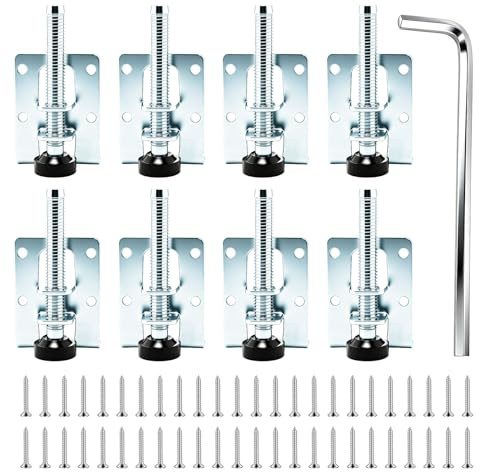 woshilaoDS 8 Pz Piedini per Mobili Regolabili 55/102 mm, Piedini Regolabili per Mobili, Piedi per Tavolo, Piedi di Livellamento per Armadi, Tavoli, Banchi da Lavoro, Scaffali, con Vite e Chiave