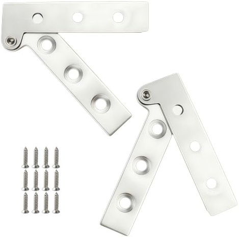 Hinge 2 Pack Stainless Steel Top and Bottom Pivot Hinges Concealed Door Pivot Hinges Suitable for Household Kitchen Swing Cabinet Doors 64×13.5×1.5mm Chicken Beak Hinge