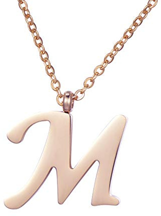 Morella Damen Halskette mit Buchstaben Anhänger Edelstahl Rosegold in Schmuckbeutel