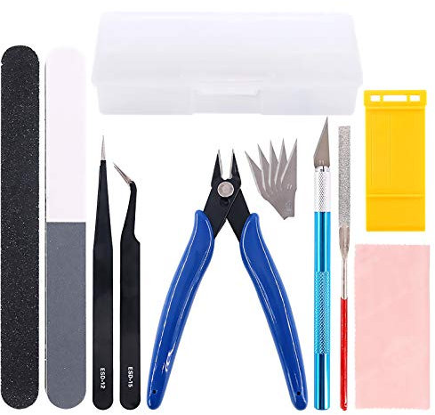 Keadic Juego de 14 herramientas básicas de modelador profesional, kit de herramientas de construcción con una funda de plástico para reparación y fijación de modelos de coche Gundam