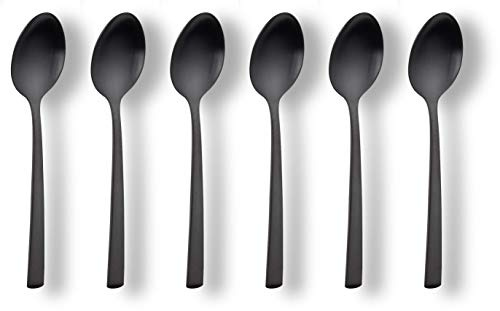 Echtwerk Kaffee-/Tee-/Mokkalöffel, 6-teiliges Löffel Set, für Kaffee und Tee, mit matter Oberfläche, aus hochwertigem Edelstahl 18/10, modern und langlebig, Avelino-Black Edition