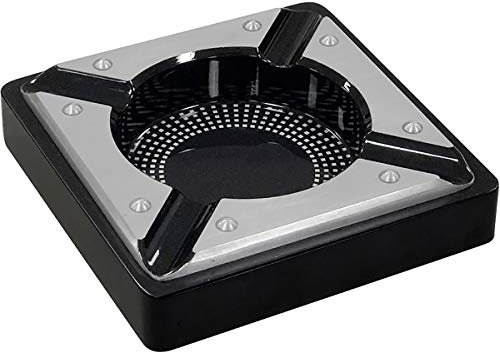 Prestige Import Group - Saint Lucia Metal & Wood Contemporary 4 Cigar Rests Ashtray - Color: Silver & Black