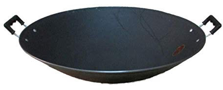 ZCXBHD Wok en Fer Fait à La Main W Wok Antiadhésif Classique Casserole en Fonte à Oreille Double avec Poignée Casserole en Fer Grande Taille Non Revêtue,46