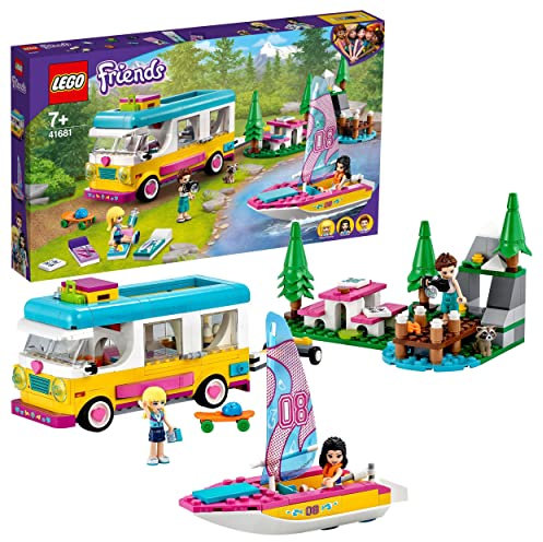 LEGO 41681 Friends Le camping-car et le voilier de la foret Jeu d'aventure avec Jouet Bateau et Figurine Raton-Laveur