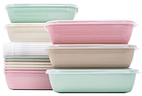 QILZO Lot de 12 Récipients en plastique 800 ml Récipients alimentaires sans BPA Boîtes à repas pour four micro-ondes, lave-vaisselle, congélateur, récipient avec couvercle