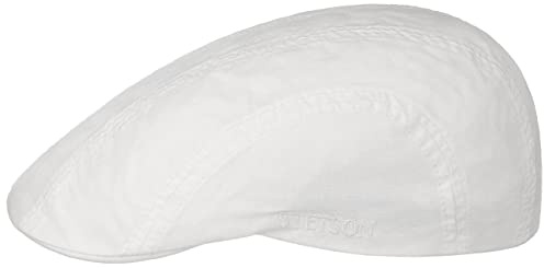 Stetson Madison Delave Flatcap Damen Herren Nachhaltige Cap Bio-Baumwolle Unifarben UV-Schutz Futterband Frühjahr Sommer weiß XXL (62-63 cm)