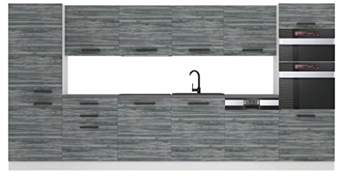 Belini cucina 360 cm Naomi, con piano di lavoro, legno, Glamour Wood