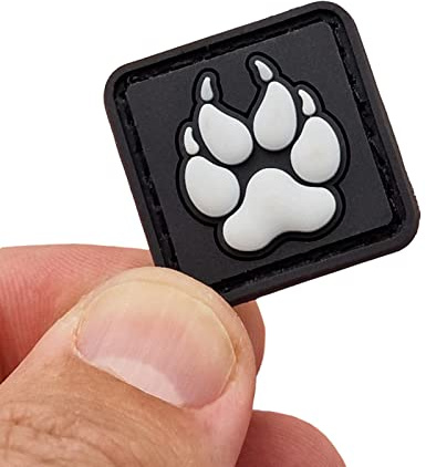 K9 Pfoten Patch Glow in the Dark PVC Klett Aufnäher für Hundegeschirr Rucksack Plattenträger Airsoft Molle Taktische Ausrüstung 2,5 x 2,5 cm