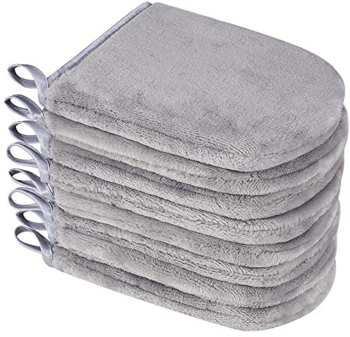 PHOGARY Paquete de 8 Piezas de Manoplas de baño Guantes para lavarse tamaño 15x21 cm, Gris