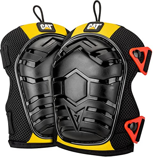 CAT Soft Non-Slip Knee Pads for Work, Elastic Straps, Secure, Hard Shell for Protection, Construction, Floor Jobs, One Pair - 980760ECT