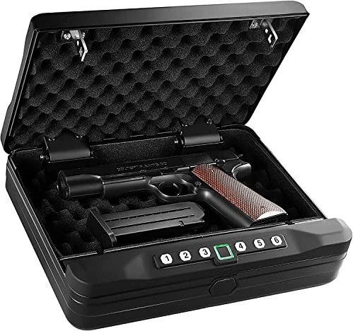 Caja Fuerte para Armas Cajas Fuertes Biométricas For Pistolas, Caja Fuerte De Acceso Rápido For Almacenamiento En Cajones/montado En La Pared/Junto A La Cama/Coche, con Huella Dactilar/Teclado/Llave