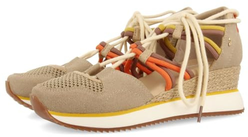 Sneakers Aperte Beige Tipo Espadrillas con Tacco Compensato Donna Iona, Beige, 41 EU