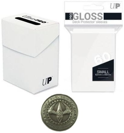 Ultra Pro Deck Box + 60 Small Size Protector Sleeves Pro + Duel Coin - Gloss - Weiß - White - Yu-Gi-Oh! - Japanese Mini