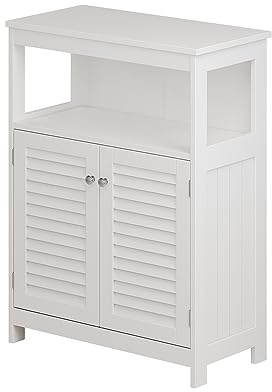 Vicco Midischrank Riad, Weiß, 60 x 80 cm | mit Türen und offenem Fach, zur Wandmontage zur Aufbewahrung von Badutensilien