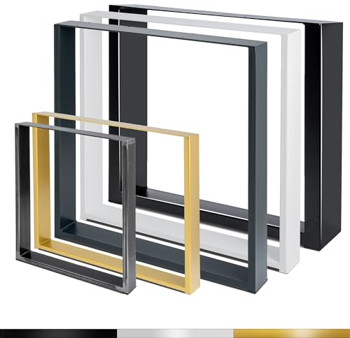Magnetic Mobel 2 x Tischbeine aus Metall für Schreibtisch Esstisch, Möbelfüße Tischgestell Tischuntergestell Tischkufen (Gold | Profil 8x4 cm, 70x72 cm)
