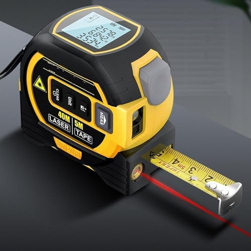 Mètre à Ruban Laser 3 en 1, télémètres Laser numériques avec écran LCD, Mesure Laser 40 M/131 Pieds, Ruban à mesurer 5 M/16 Pieds, Mesure de Zone/Volume/Distance/Zone de Pythagore