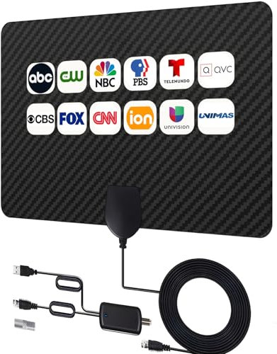 Indoor TV Antenna - 4K HD Amplified Digital HDTV Antenna with Signal Booster - 360° Long Reception TV Aerial Support All Types TV
