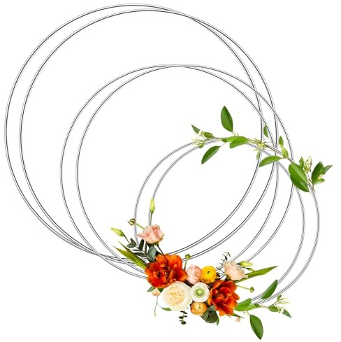 ANNASAMDO 6 Stück Metallringe zum Basteln, 20cm/25cm/30cm Metallring Set Traumfänger Basteln Makramee Dekoring zum Hängen, DIY Handwerk Hochzeitskranz, Blumenkranz, Türkranz, Weihnachtsdekoration
