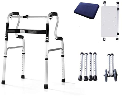 CVNIMV Andador, Andador de Aluminio Plegable para Ayudar a Caminar, Andador 2 en 1 con Asiento y Ruedas para la Independencia de los Ancianos