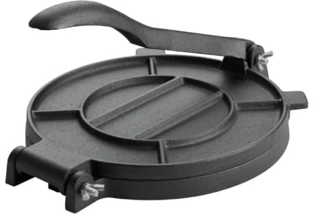 Vogue Cast Iron Tortilla Press 200mm - Ideal to make Roti, Chapati, Tacos, Pizza Dough CZ942