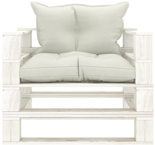 HETFTJN Balkon Eckbank Lounge Sofa Outdoor Big Sofa Küchensofa - Garten-Palettensofa mit Kissen in Beige Holz für Schwimmbad Balkon Speisesaal Terrasse
