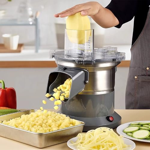 GIGBIRD Electric Veg Chopper & Dicer, Vegetable Slicer Grater Cutter, 200W Commercial Automatic Vegetable Cutting Shredder Machine, for Cucumber, Carrot, Potato, Various Fruits Vegetables
