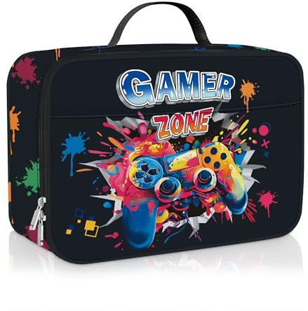 Clastyle Bolsa Termica Porta Alimentos Bebe 3D Bolsa Almuerzo Infantil Niños Portátil Bolsa Comida para Viaje Picnic Guarderia,Mando para Jugadores