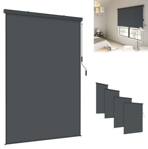 MAYTIIMO Estor de privacidad enrollable de 120 x 250 cm, toldo vertical para balcón, terraza, jardín, con manivela, protección solar y cortavientos, resistente a la intemperie, adecuado para