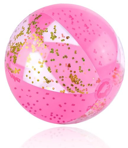 Pallone da Spiaggia Gonfiabile, 20 IN Palloni Da Spiaggia Gonfiabili Glitterati, Palla Ggonfiabile Bambini, Paillettes Palloni Gonfiabili, per Sport All'aria Aperta, Giochi D'acqua (Polvere d'oro)